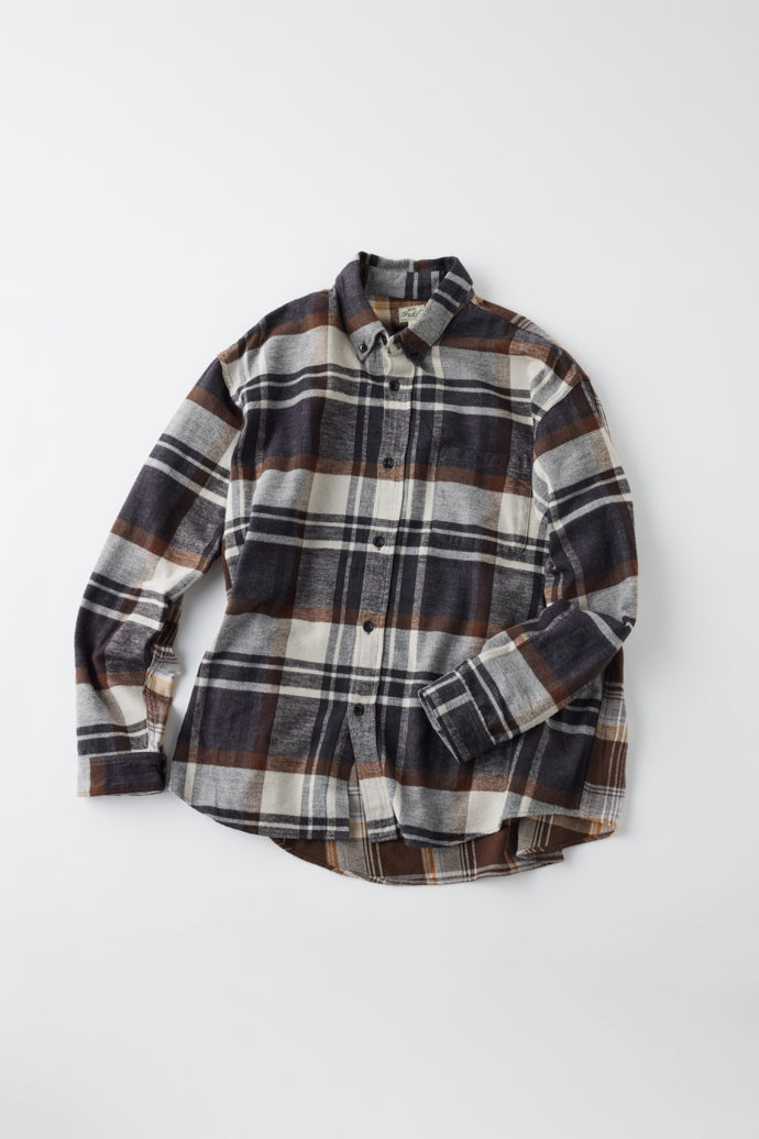 GL29138 / COTTON NEL CHECK SHIRT SWITCH B.D SHIRT - BLACK