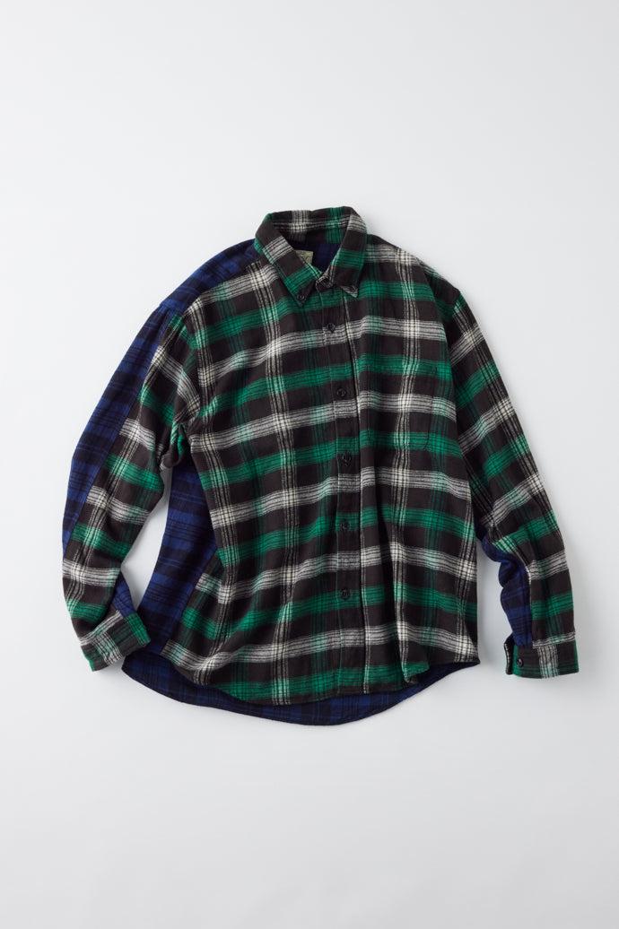GL29138 / COTTON NEL CHECK SHIRT SWITCH B.D SHIRT - GREEN