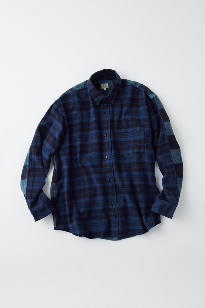 GL29138 / COTTON NEL CHECK SHIRT SWITCH B.D SHIRT - NAVY