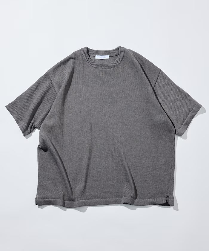 Sheer Knit & Cotton T-Shirt Layered Set