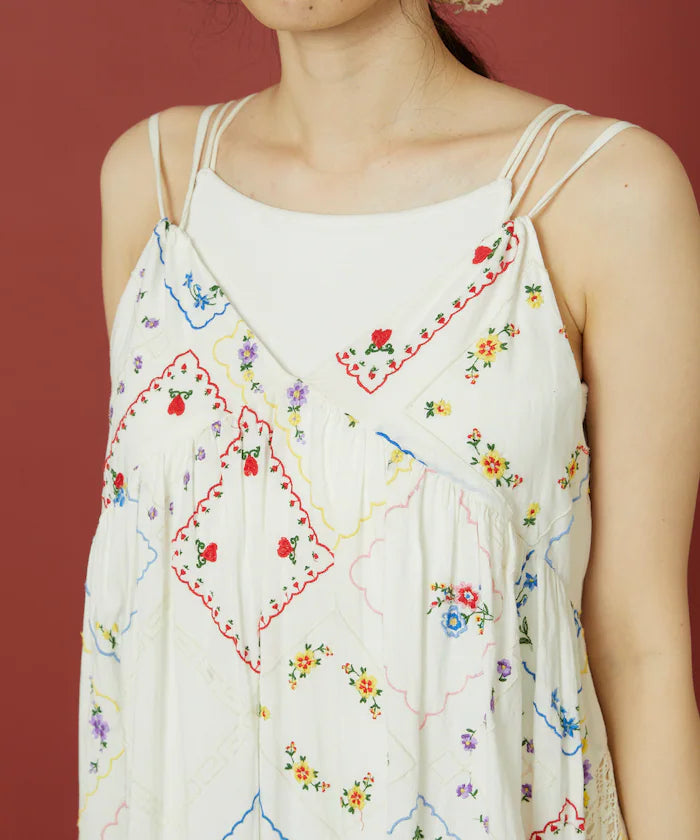 Flower Handkerchief Embroidered Camisole Dress