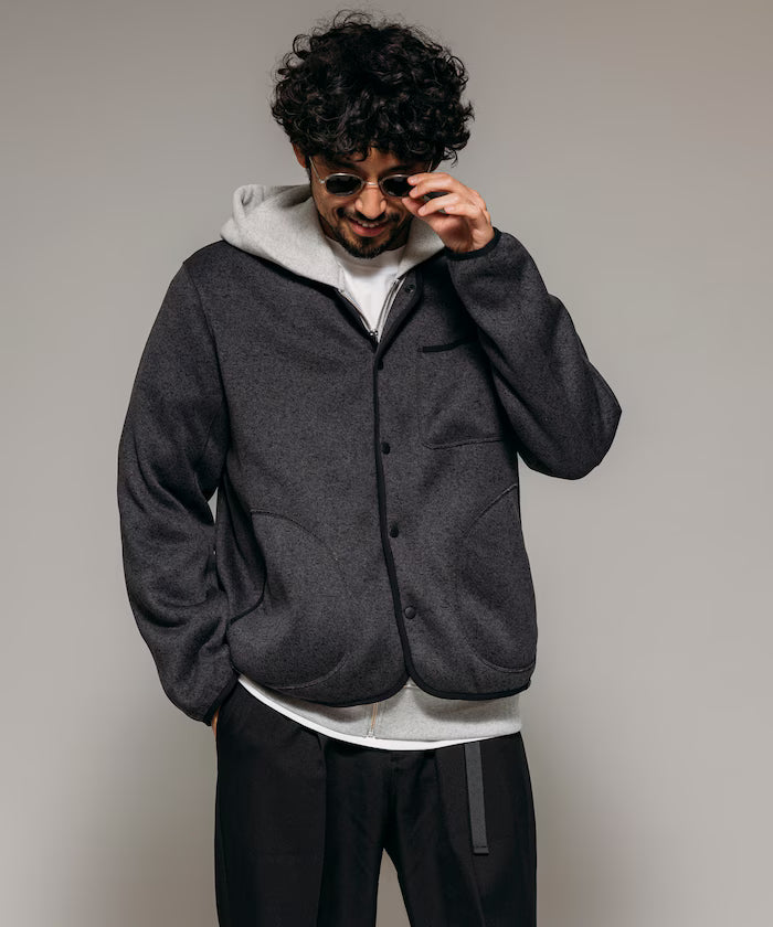 Relaxed Fit Knit Fleece Cardigan