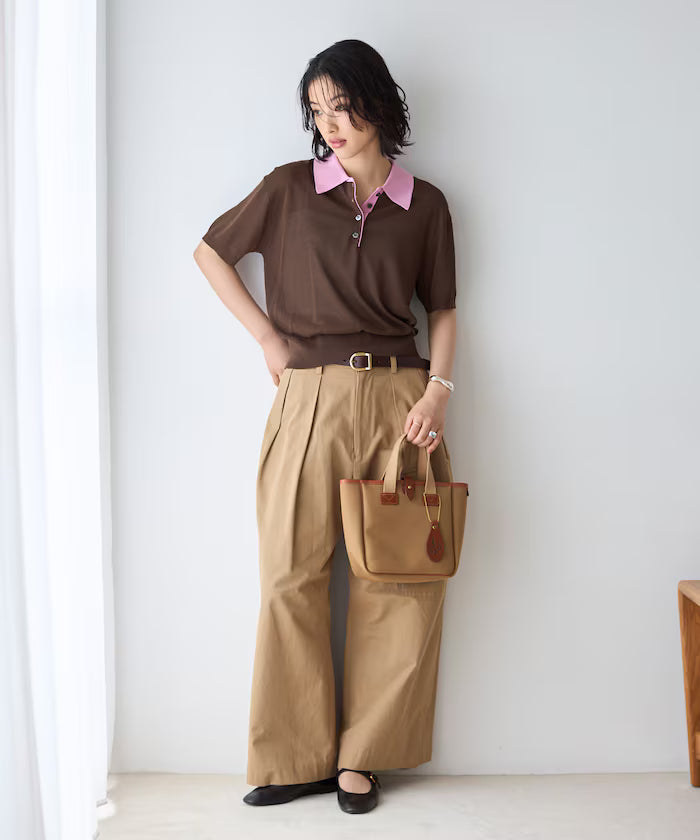 Relaxed Fit Color Design Polo Knit / Bicolor / Multi Stripe