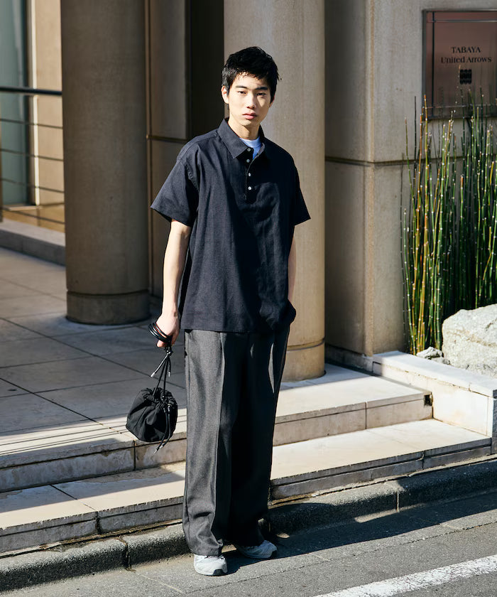 Relax Fit Relax Fit Linen Mix Polo Collar Shirt [Limited Edition]