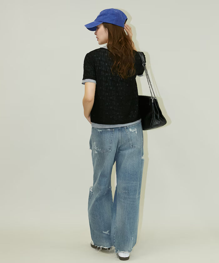 <Set Item> Cut x Jacquard Henry Neck T-Shirt Limited Edition