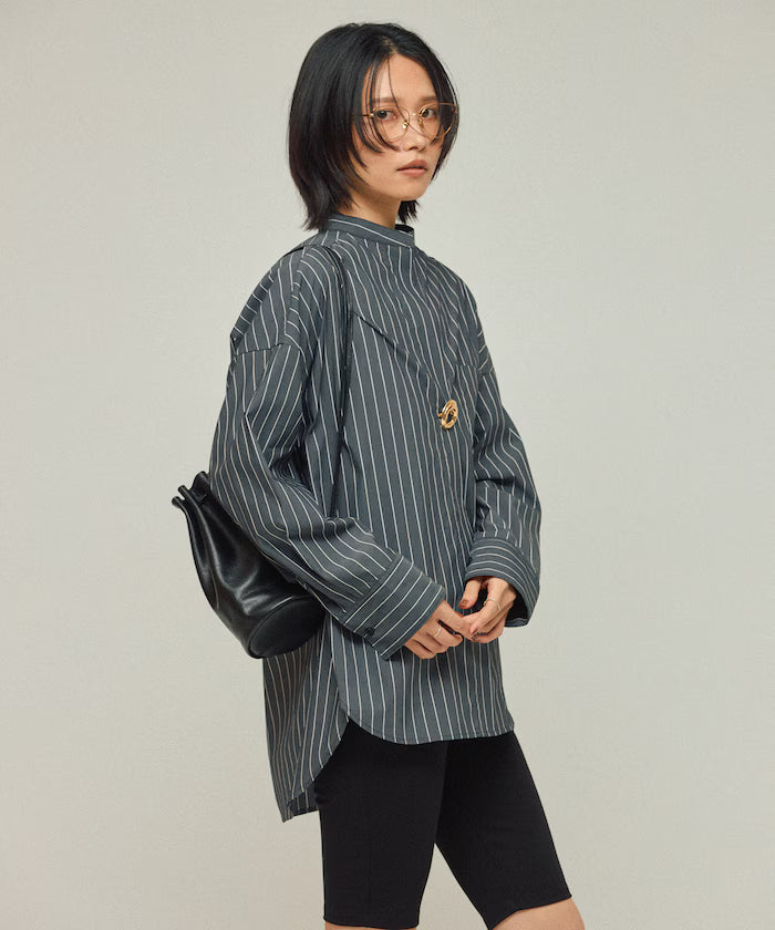 Oversized Long Sleeve Brooch Shirt