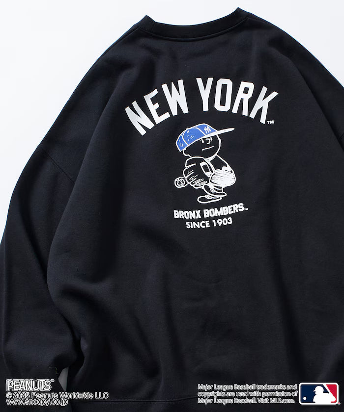 MLB×PEANUTS Exclusive Big Silhouette Back Print Crew Neck Sweat/YANKEES [Limited Edition] - Black