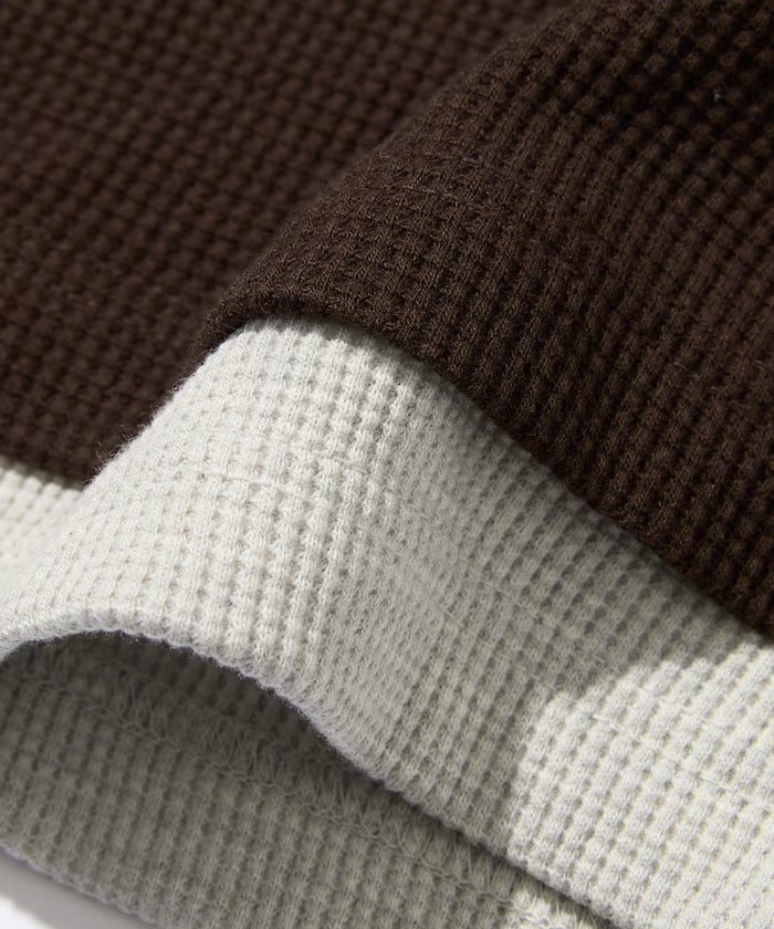 Waffle Fake Layered Henry Neck T-Shirt