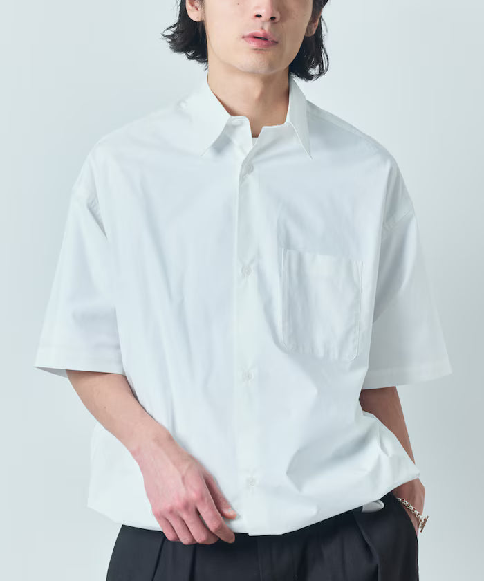 Wide silhouette spindle regular collar short sleeve shirt / hem code [limited edition]