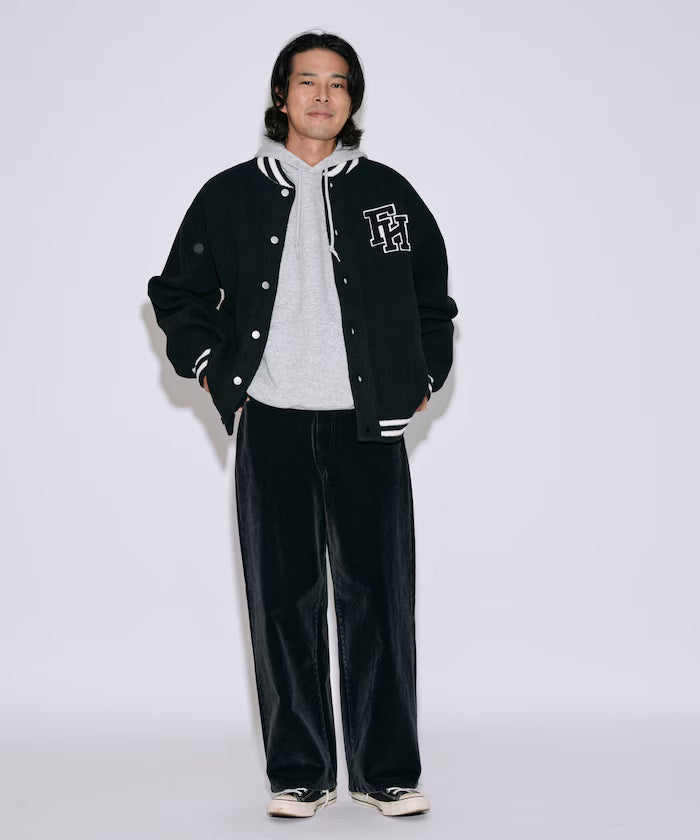 Relaxed Fit Logo Knit Varsity Jacket