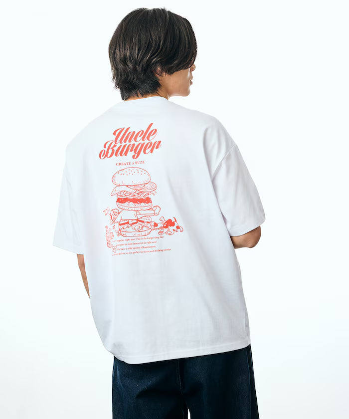 Big Silhouette Back Print Crew Neck T-Shirt / Uncle Burger 【Limited Edition】