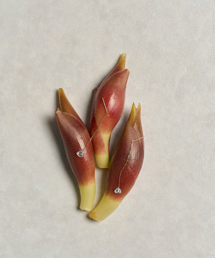 K10 Heart American Pierced Earrings / Chain Earrings / For Both Ears - Gold