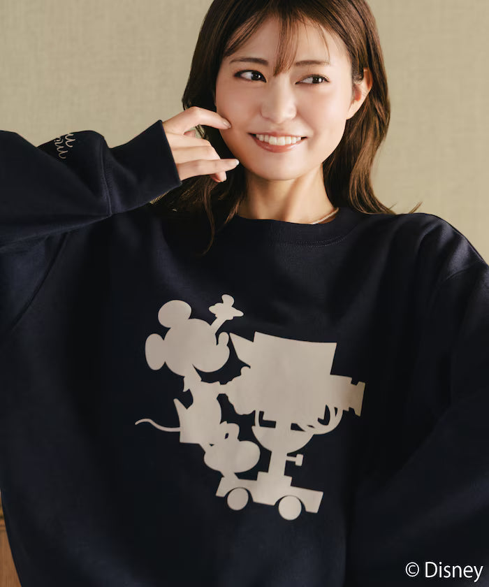 FREAK'S STORE×Ami Maeda/Disney/Mickey Mouse/Mickey Mouse/Flock Print Sweatshirt [Limited Edition]