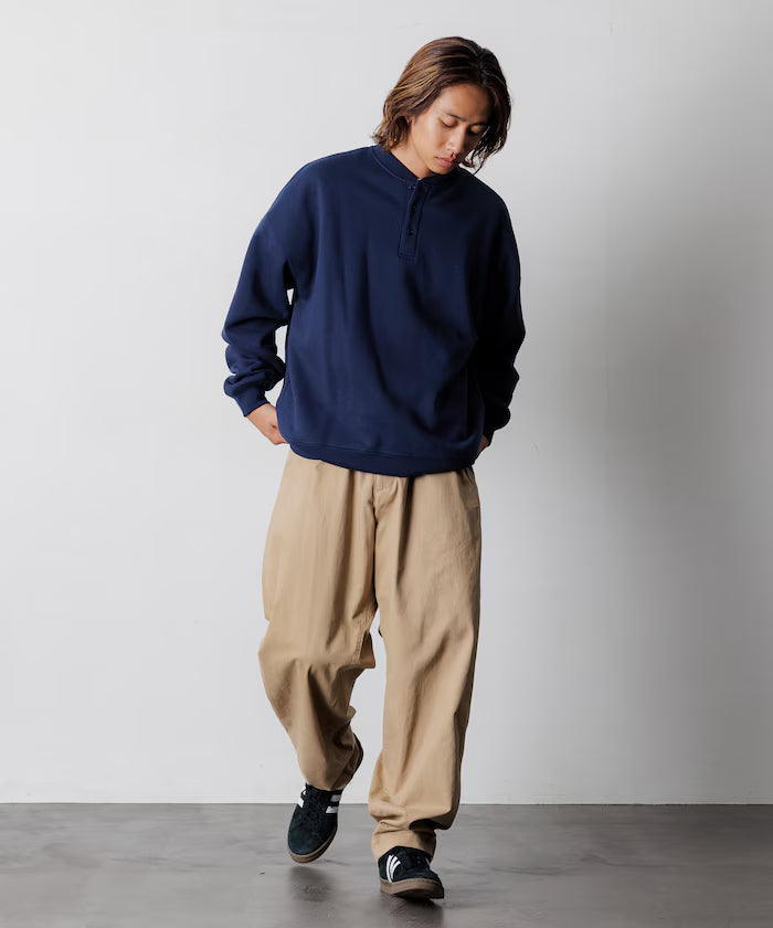 Big Silhouette Henley Neck Sweat Pullover [Limited Edition]