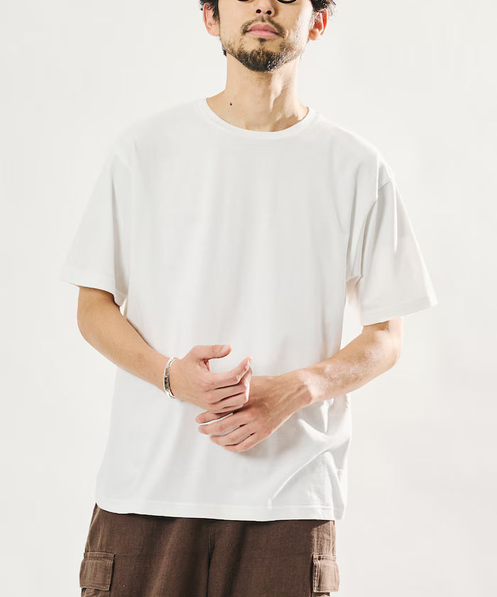 Sheer Knit Polo Shirt & Cotton T-Shirt Layered Set