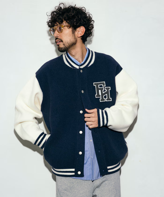 Relaxed Fit Logo Knit Varsity Jacket