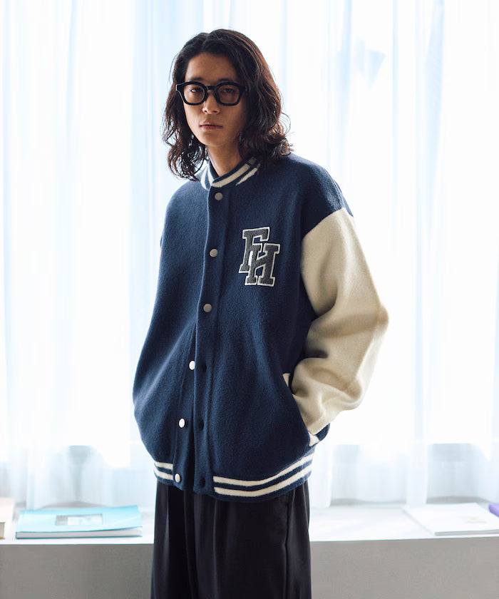 Relaxed Fit Logo Knit Varsity Jacket