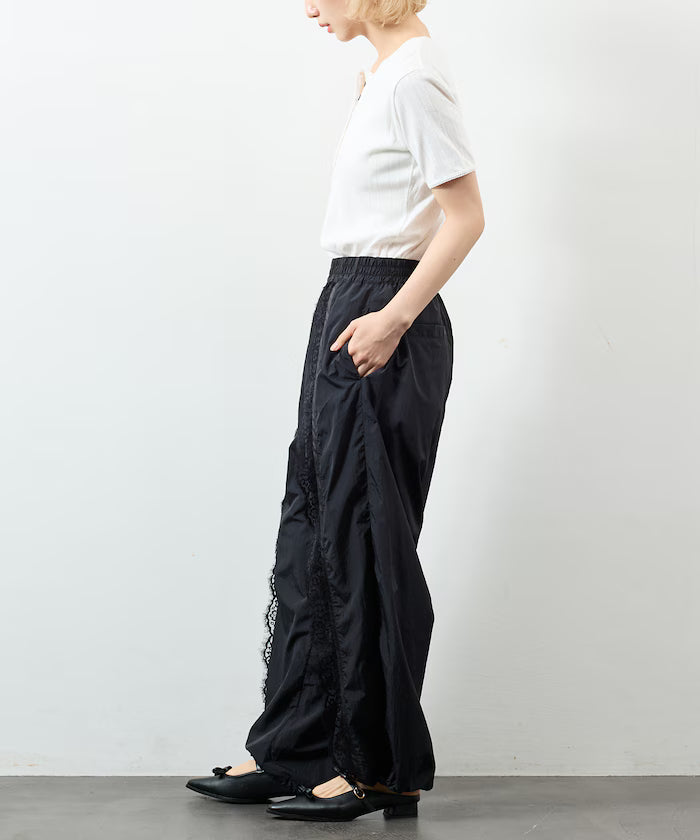 Nylon Lace Easy Wide Pants