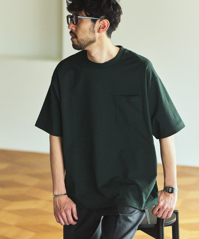 AIRDRY HIGH TECHYARN 7.7oz Big Silhouette Crew Neck Pocket T-Shirt Quick-dry Heat Shield