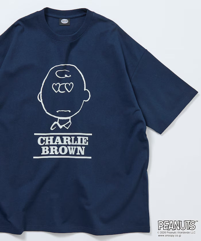 PEANUTS/Peanuts Custom Big Silhouette Crew Neck T-Shirt/Charlie Brown/Heart Eye [Limited Edition]