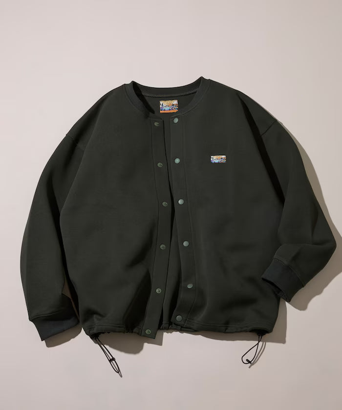 Big Silhouette Cardboard One Point Logo Snap Button Spindle Sweat Cardigan