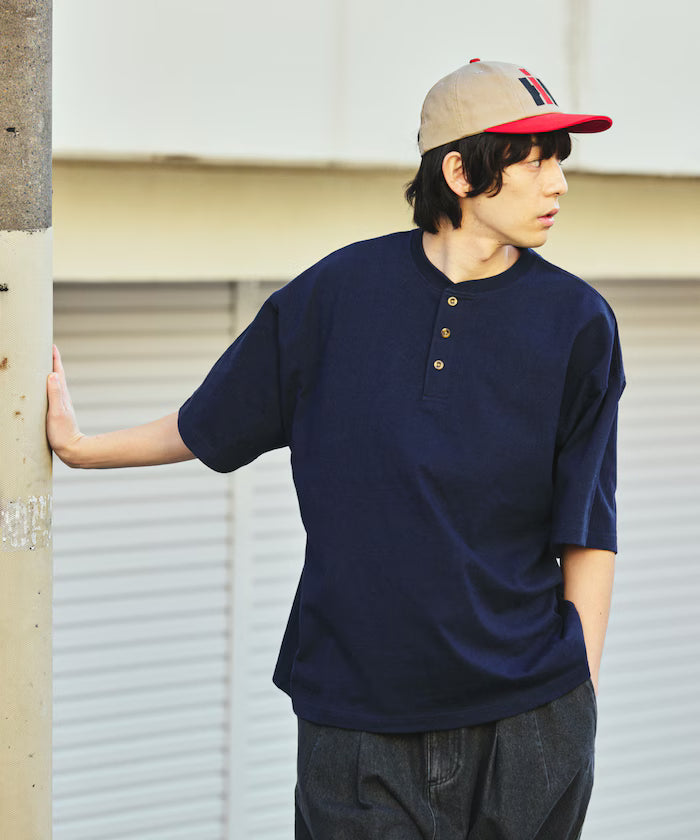 9 oz Heavyweight Big Silhouette Henley Neck T-Shirt/Heavyweight 【Limited Edition】