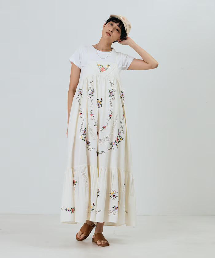 India Flower Cross Stitch Lace Camisole Dress