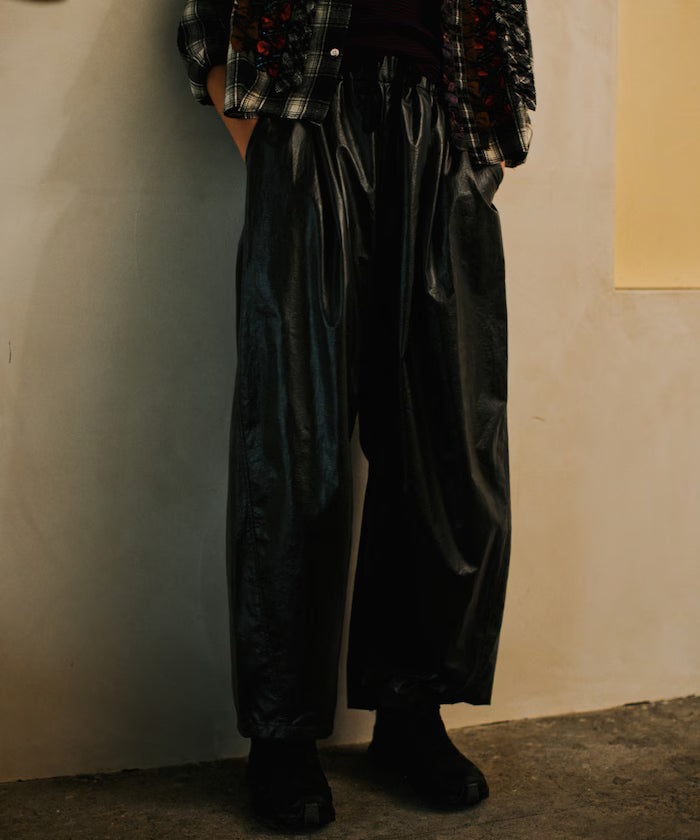 Leatherette Easy Tuck Pants
