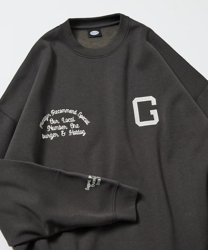 Big Silhouette Varsity Jacket Design Crew Neck Sweat / Back Print [Limited Edition] - Charcoal