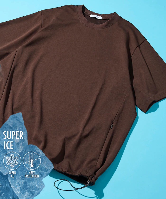 SUPER ICE / Super Ice Crew Neck Spindle T-Shirt Contact Cooling / Quick Dry / UV Cut - Brown