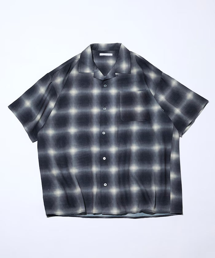 Mesh Open Collar Pattern Short Sleeve Shirt / Allover Design Open Collar Shirt / Big Silhouette