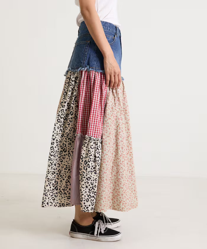 Flower & Check Docking Skirt