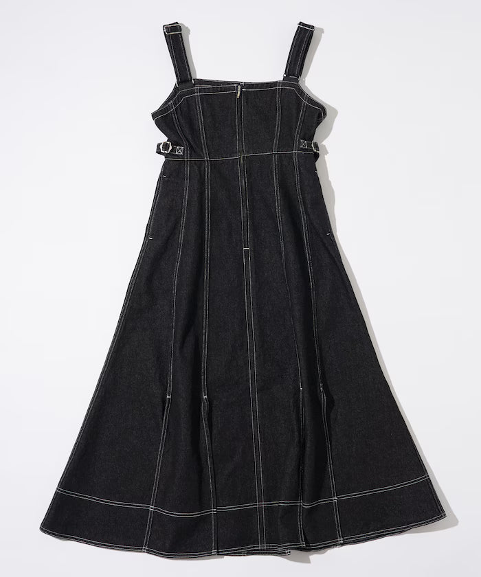 Denim Mermaid Dress / A-Line Slit Denim Overall Dress / Jumper Skirt