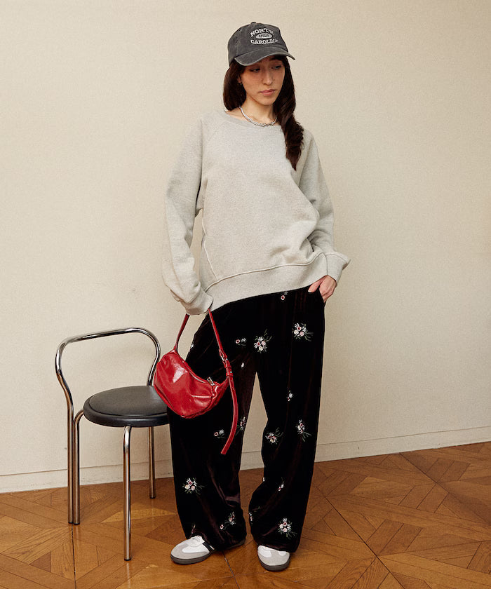 Flower Embroidery Velvet Easy Pants Limited Edition