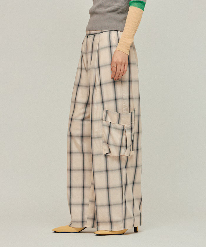 Ombre Check Easy Pants / Patch Pocket Wide Easy Pants