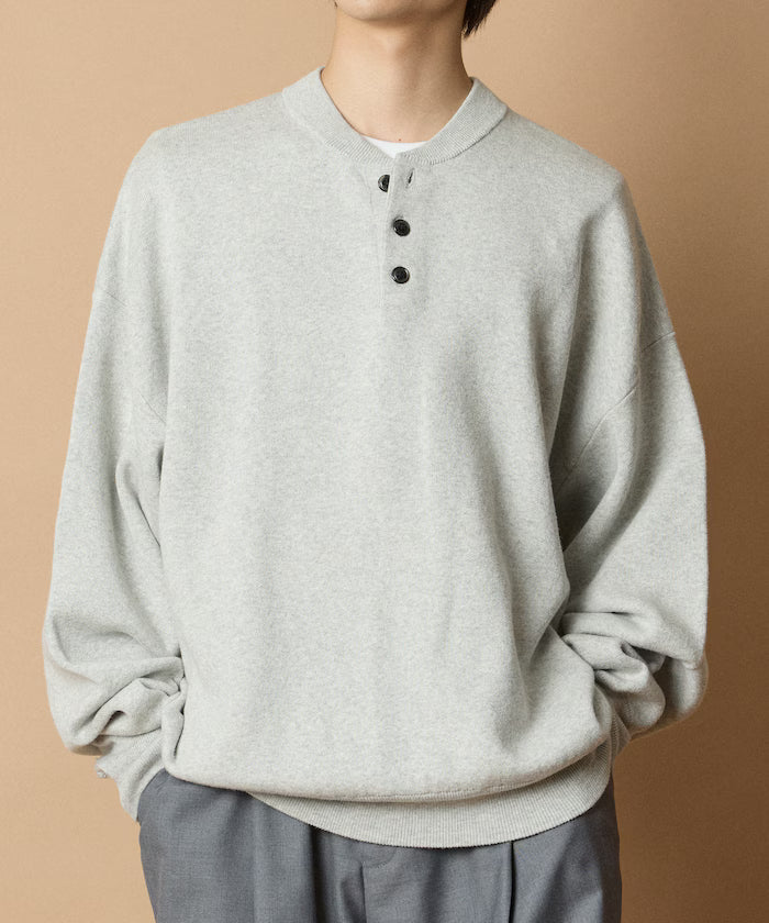 Relax Fit Relax Fit Sweat-like Henry Neck Knit 【Limited Release】