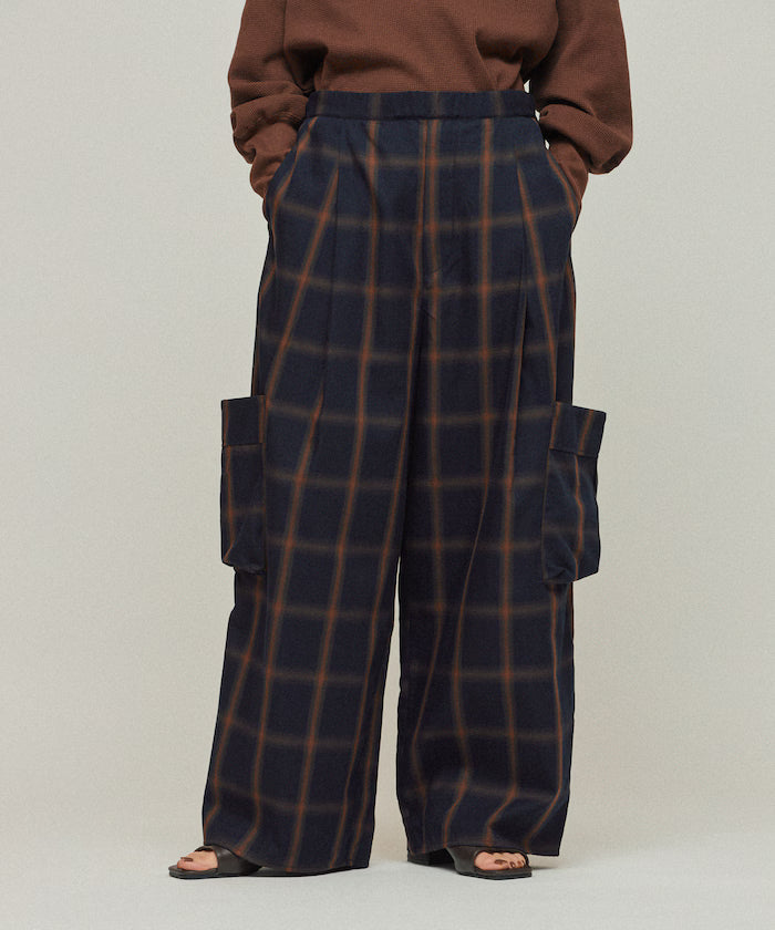 Ombre Check Easy Pants / Patch Pocket Wide Easy Pants