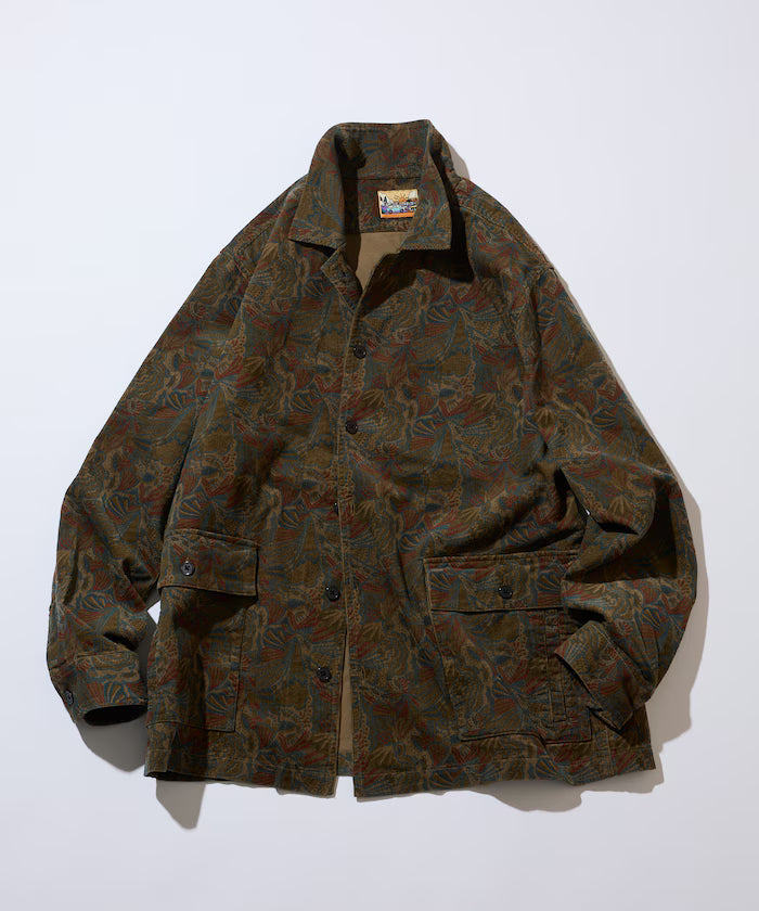 All-over print light corduroy shirt jacket [compatible with set-up] - Print/Pattern