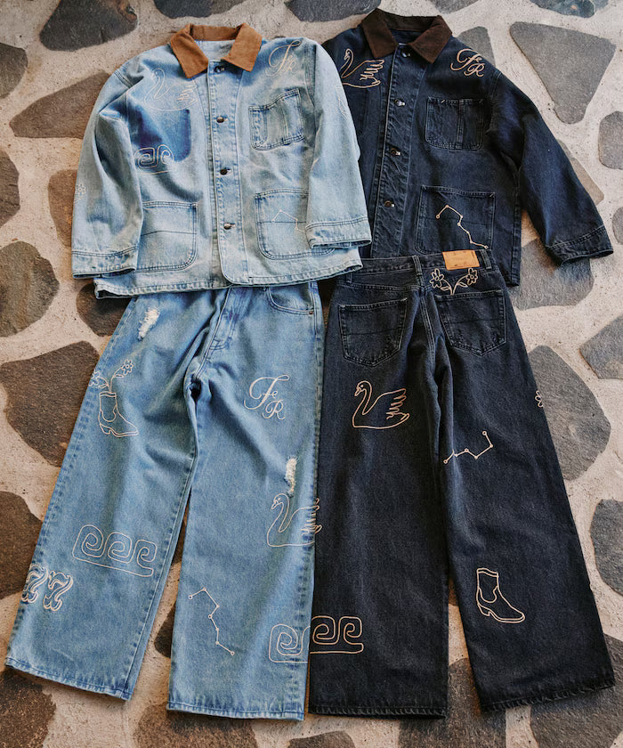 Chain Stitch Wide Denim