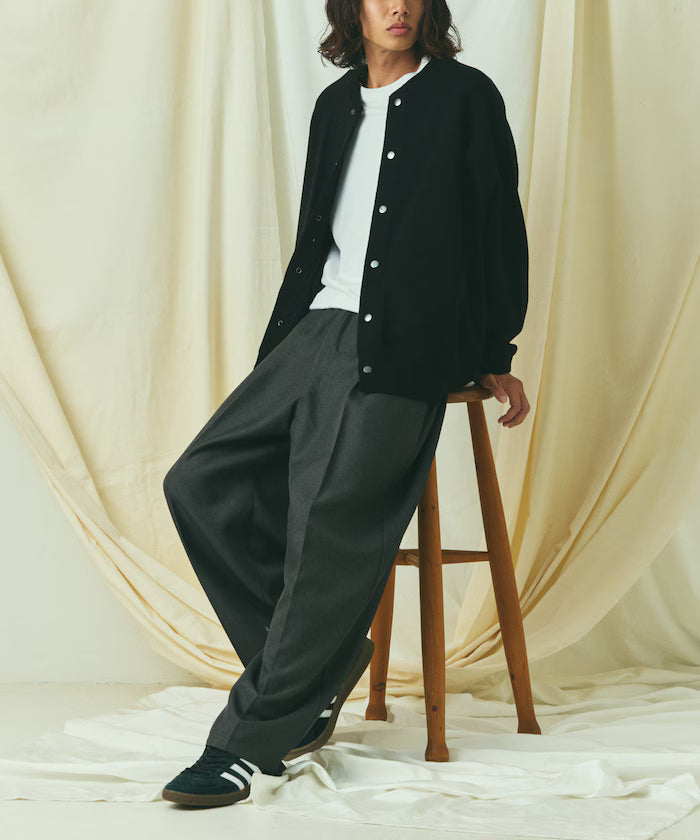 Relax Fit Relax Fit Sweat-like Knit Crew Neck Snap Cardigan [Limited Edition]