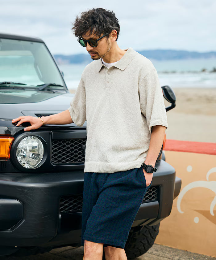 Dry Touch Boucle Yarn Knit Polo Shirt