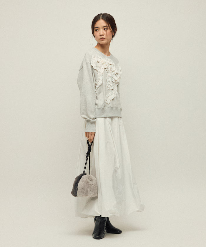 Organic Cotton Gather Ribbon Sweat / Relaxed Fit / French Terry Sweat