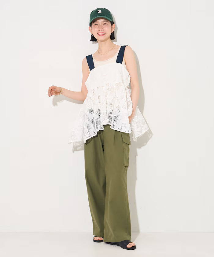Flower Motif Batten Lace Iris Hem Camisole Top 【Limited Edition】