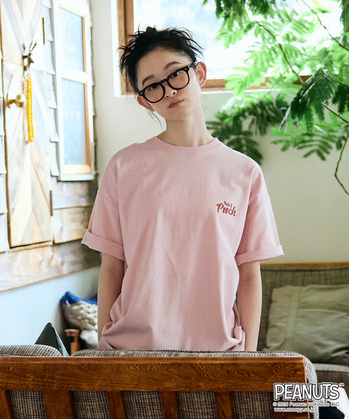PEANUTS/Peanuts Exclusive Big Silhouette Back Print Crew Neck T-Shirt/POOCH [Limited Edition]