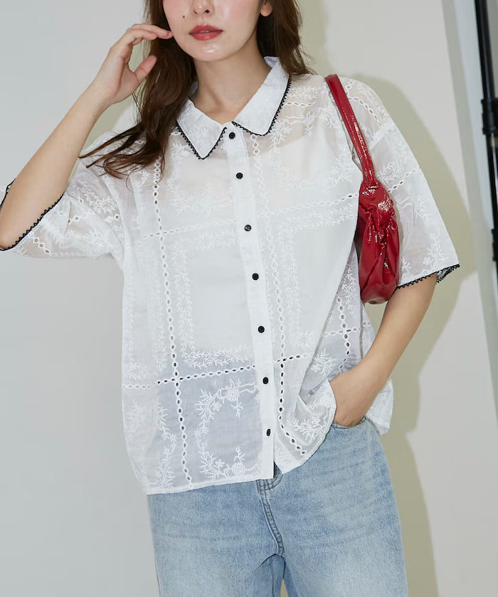 Pico race lace color collar lace shirt limited edition