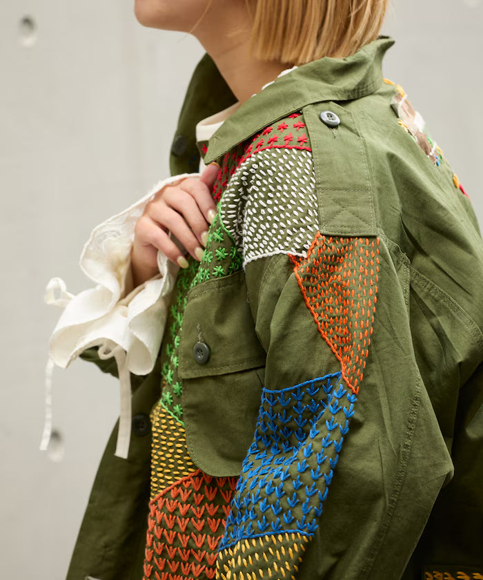 Vintage Hand-Stitch Remake Military Shirt Plain