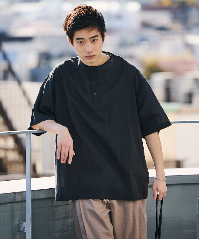 Relax Fit Relaxed Fit Henley Neck Pullover Shirt [Limited Edition]