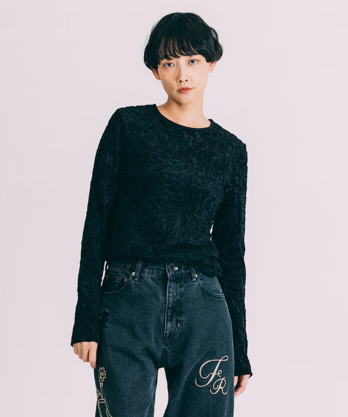 Mesh Velour Top
