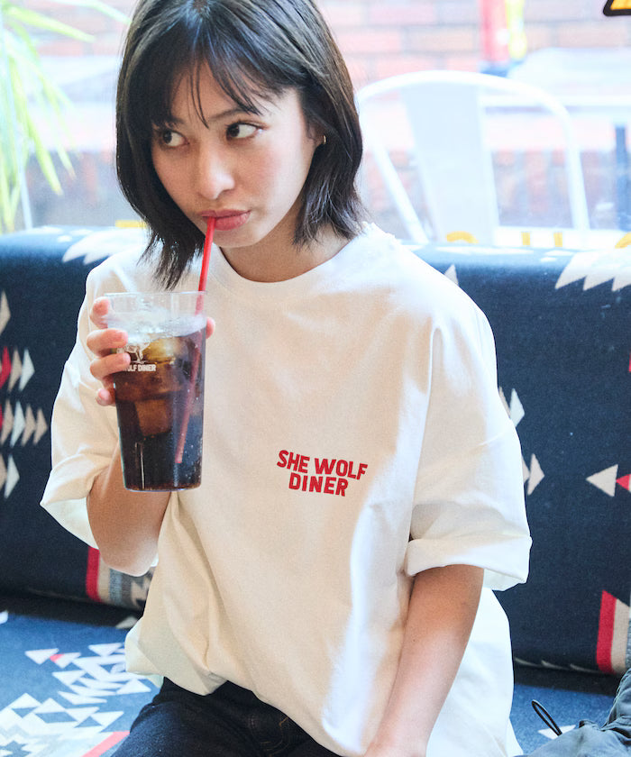Limited Release SHE WOLF DINER × FREAK'S STORE Shewolf Diner Exclusive Big Silhouette Back Print T-Shirt Antibacterial Odor Resistance Quick Dry