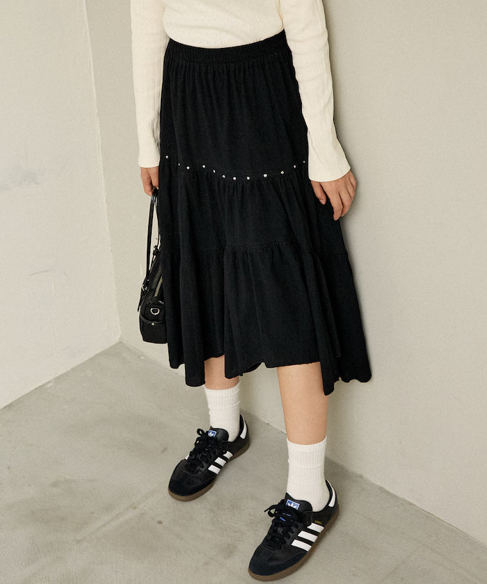 Studded Asymmetrical Tiered Skirt Limited Edition